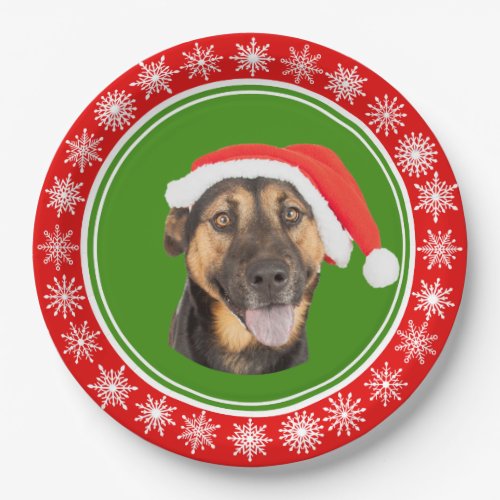 German Shepherd Christmas Santa Hat Jolly Dog Paper Plates