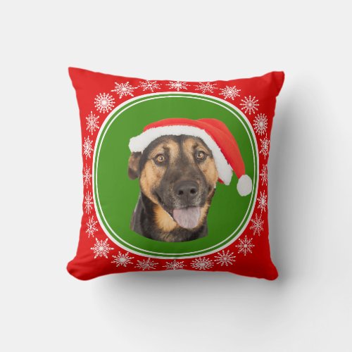 German Shepherd Christmas Santa Hat Jolly Dog Throw Pillow