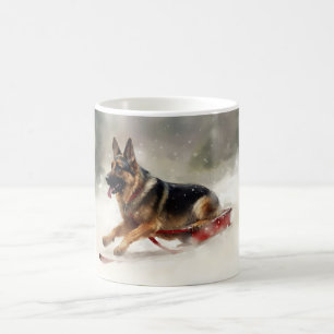 German Shepherd Christmas snow winter Coffee Mug