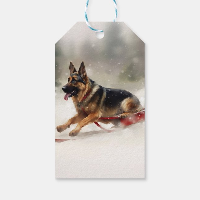 German Shepherd Christmas snow winter Gift Tags | Zazzle