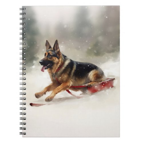 German Shepherd Christmas snow winter  Notebook