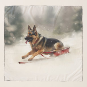 German Shepherd Christmas snow winter  Scarf