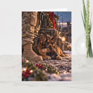 German Shepherd Christmas Soldier Card