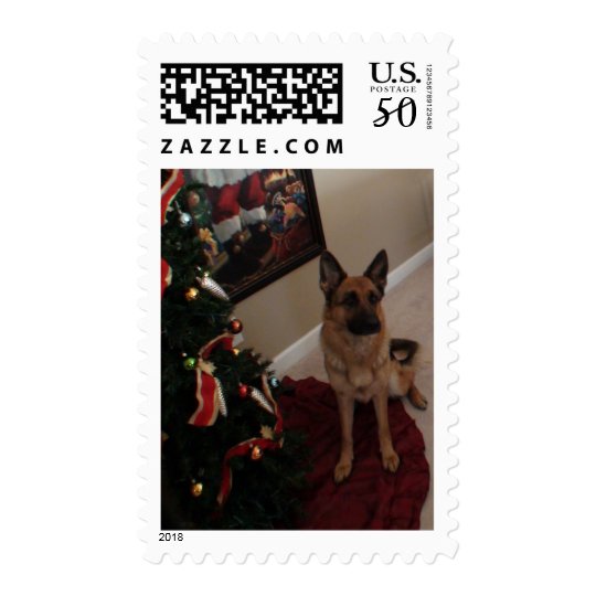 German Shepherd Christmas Stamp