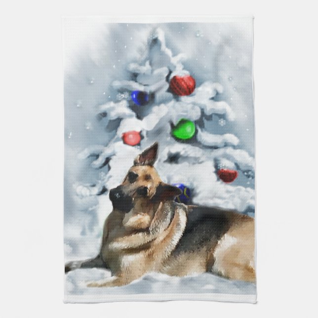 German Shepherd Christmas Towel (Vertical)