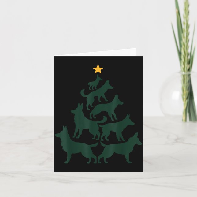 German Shepherd Christmas Tree Funny Gsd Dog Mom D Card (Front)