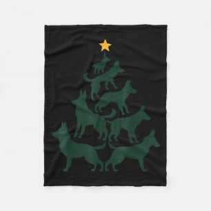 German Shepherd Christmas Tree Funny Gsd Dog Mom D Fleece Blanket