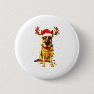 German Shepherd Christmas Tree Lights Pajama Dog L Button