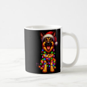 German Shepherd Christmas Tree Lights Xmas Pajama Coffee Mug
