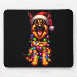 German Shepherd Christmas Tree Lights Xmas Pajama Mouse Pad