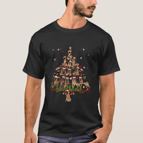German Shepherd Christmas Tree T Shirt Xmas Gift