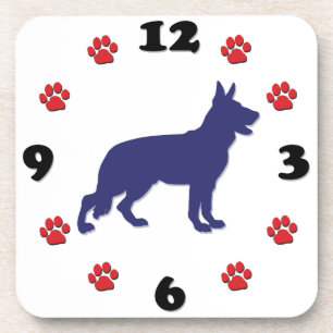 German Shepherd Clock Drink Coaster