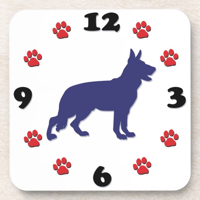 German Shepherd Clock Drink Coaster (Front)
