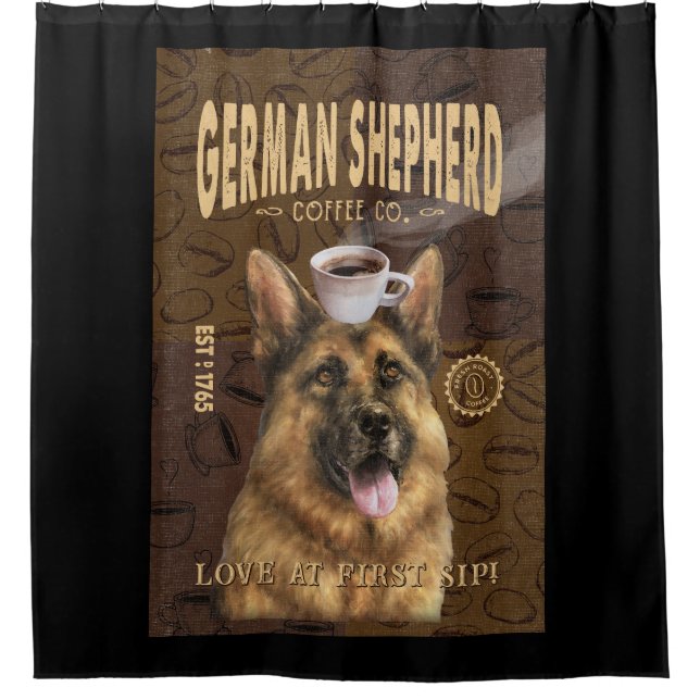German Shepherd Coffee Company Canvas Shower Curtain (Front)