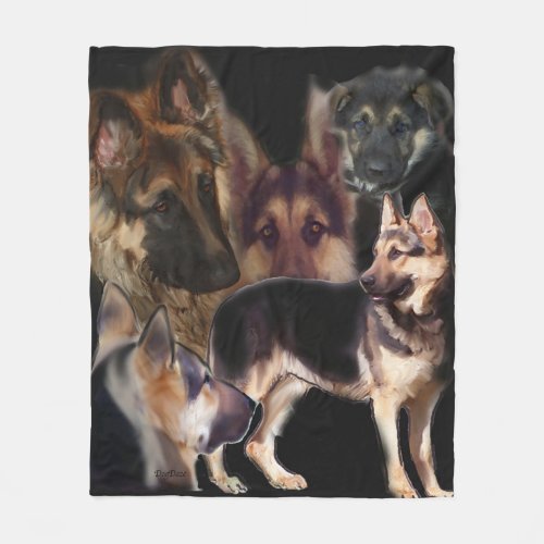 German Shepherd Collage Fleece Blanket