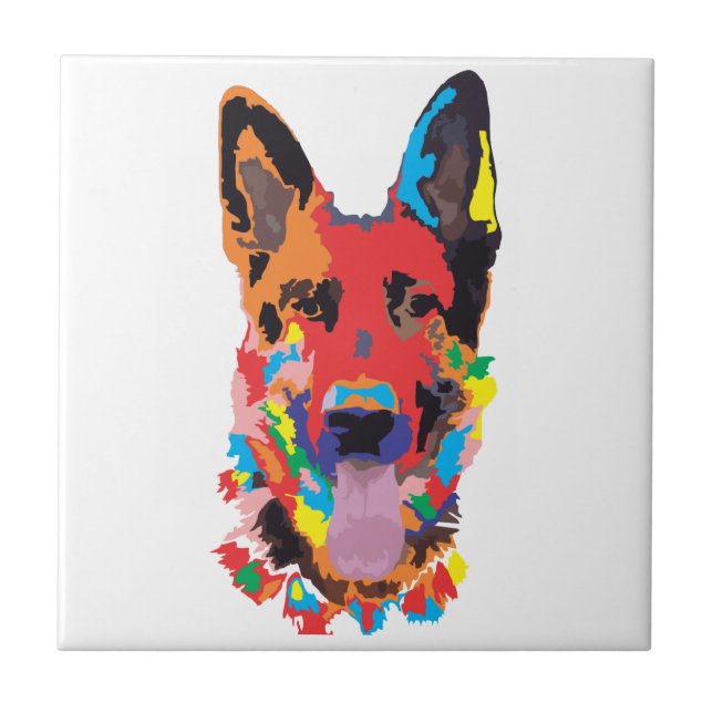 German shepherd color ceramic tile (Front)