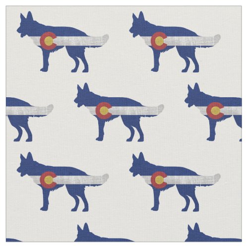 German Shepherd Colorado Flag Silhouette Fabric