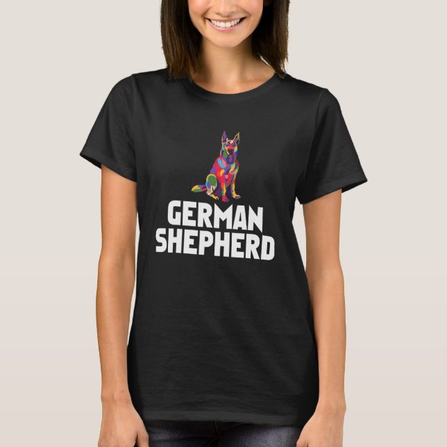 German Shepherd Colored Funny Dog T-Shirt (Front)