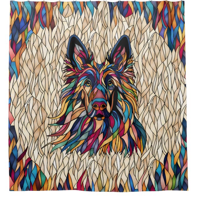 German Shepherd - Colorful Mosaic Art Shower Curtain (Front)