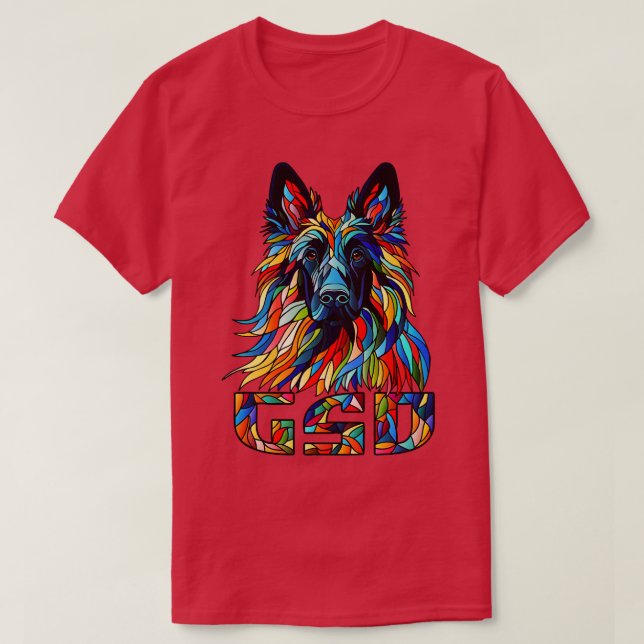 German Shepherd Colorful Mosaic Art T-Shirt (Design Front)
