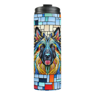 German Shepherd - Colorful Mosaic Art Thermal Tumbler