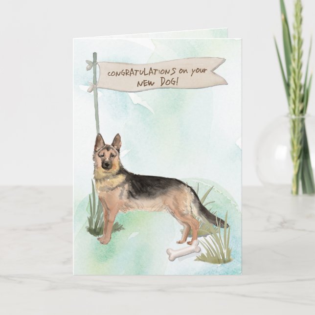 German Shepherd Congratulations on New Dog Card (Front)
