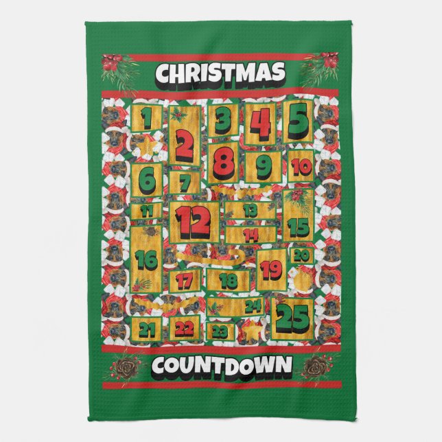 German Shepherd Countdown Christmas Advent Dog  Kitchen Towel (Vertical)