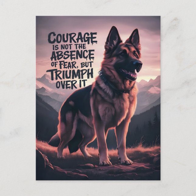 German Shepherd Courage at Sunset Postcard (Front)