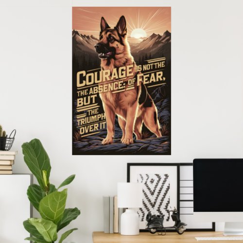German Shepherd Courage At Sunset Poster