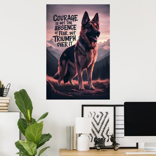 German Shepherd Courage at Sunset Poster (Home Office)