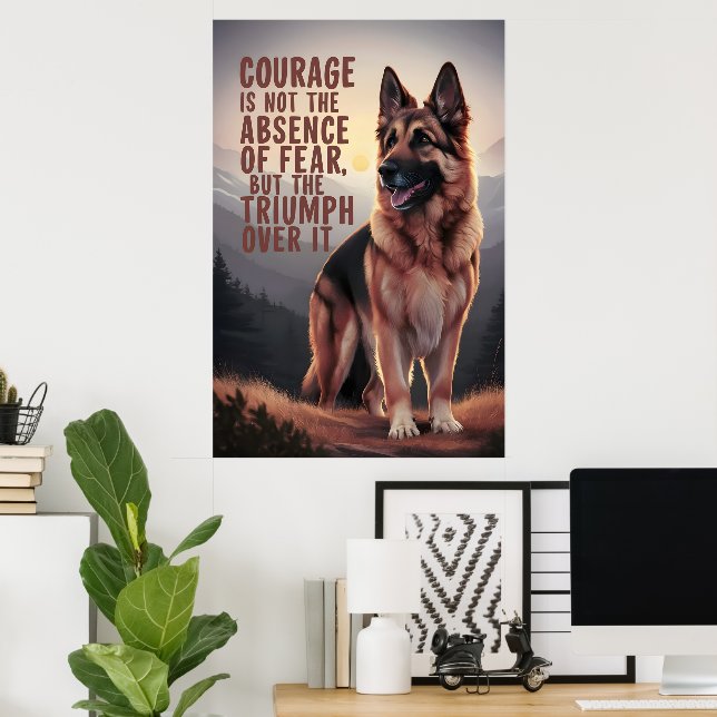 German Shepherd Courage At Sunset Poster (Home Office)