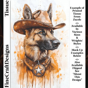 German Shepherd Cowboy Sheriff Dog DP2R Decoupage Tissue Paper