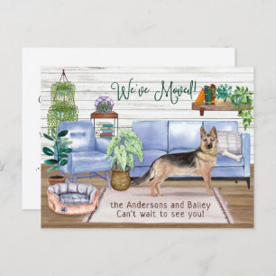 German Shepherd Cozy New Home Moving        Announcement Postcard