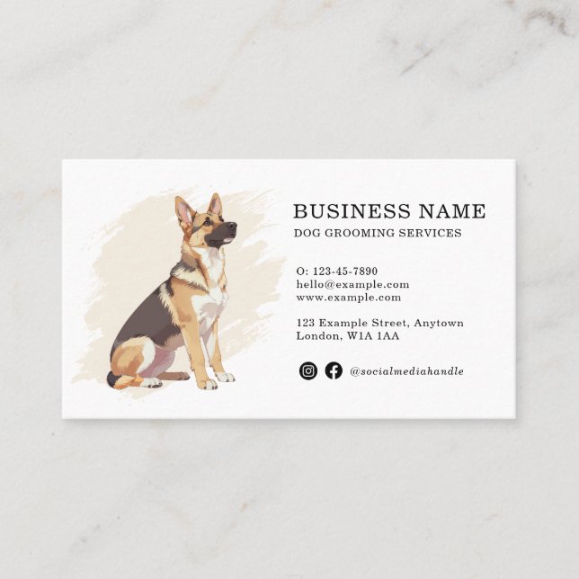 German Shepherd Create Your Own Pet Business Card (Front)