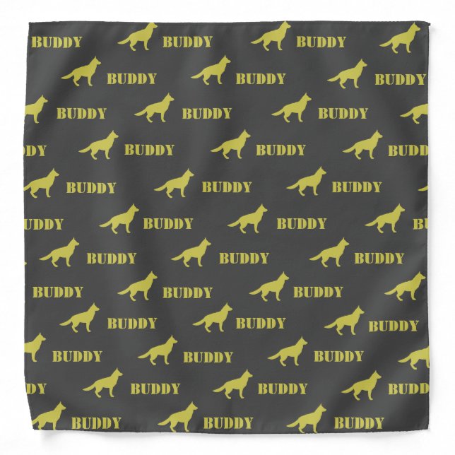 German Shepherd Custom Name Repeat  Bandana (Front)