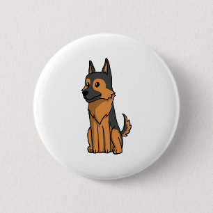 German Shepherd Cute Cartoon Button