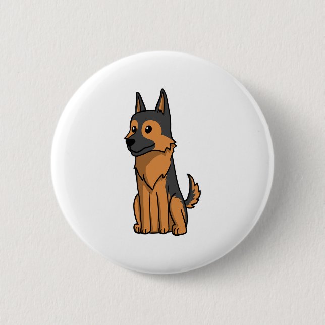 German Shepherd Cute Cartoon  Button (Front)