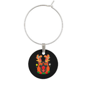 German Shepherd Cute Christmas Wine Charm