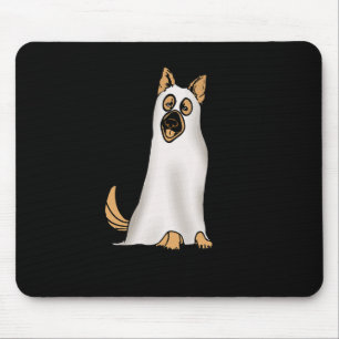 German Shepherd Cute Dog Wearing Ghost Funny Hallo Mouse Pad
