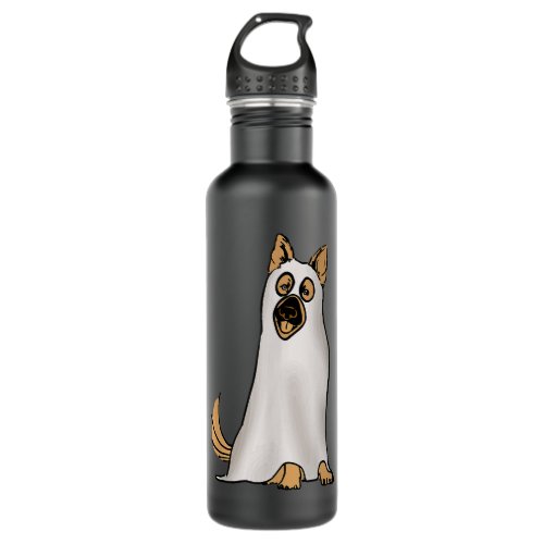 German Shepherd Cute Dog Wearing Ghost Funny Hallo Stainless Steel Water Bottle
