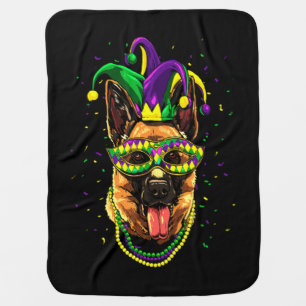 German Shepherd Cute Mardi Gras Carnival Baby Blanket