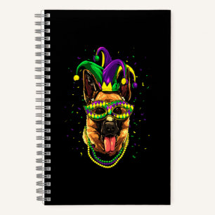 German Shepherd Cute Mardi Gras Carnival Notebook