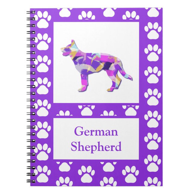 German Shepherd Cute Pet Silhouette Purple PY&B Notebook (Front)