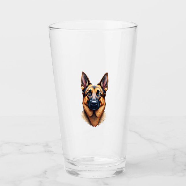 German Shepherd Cute Puppy Dog (4) Glass (Front)