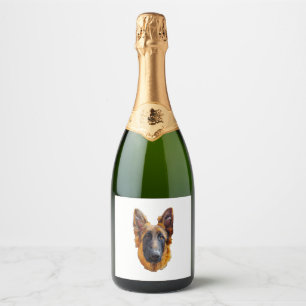 German Shepherd Cute Puppy Dog   Sparkling Wine Label