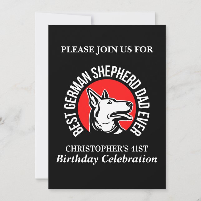 German Shepherd Dad Birthday Party  Invitation (Front)