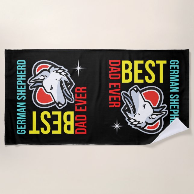German Shepherd Dad, Dog Dad Beach Towel (Front)