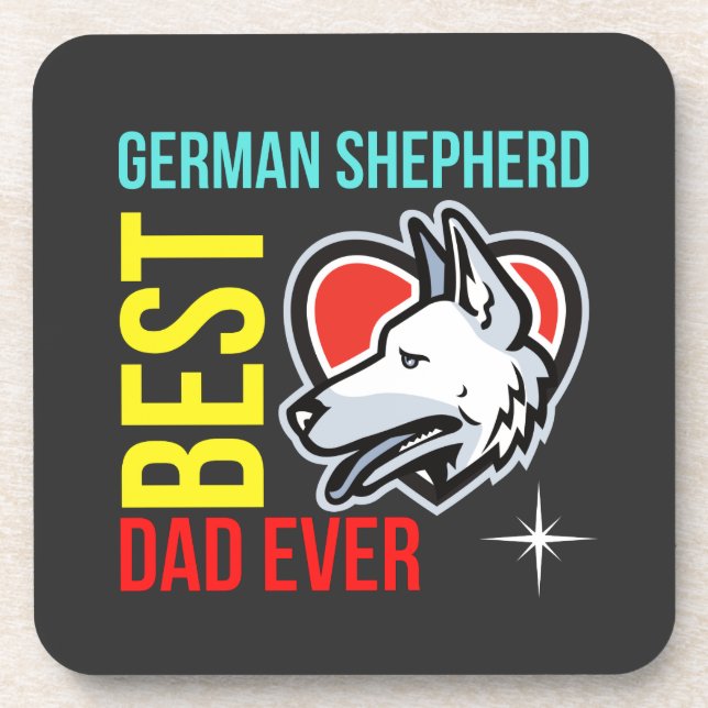 German Shepherd Dad, Dog Dad Beverage Coaster (Front)