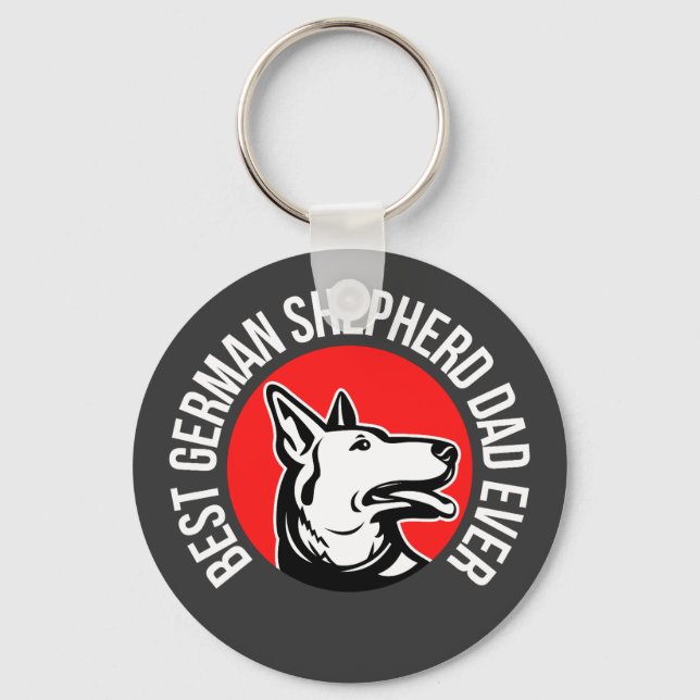 German Shepherd Dad, Dog Dad Keychain (Front)