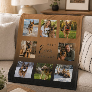 German Shepherd Dad Father black brown photo Fleece Blanket